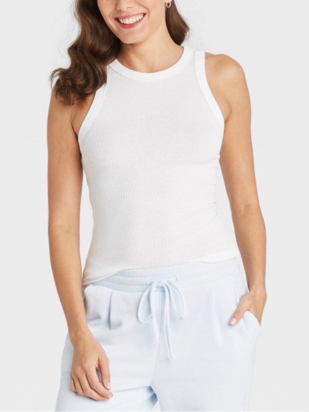 A New Day Classic White Ribbed Tank - Sleeveless Crewneck